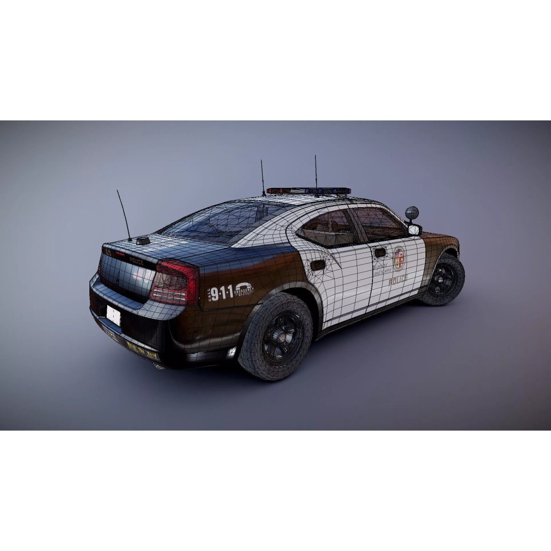 American Police Car 3D Model – Low Poly Game Ready Asset, FBX - View 36