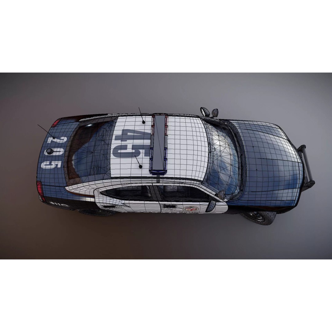 American Police Car 3D Model – Low Poly Game Ready Asset, FBX - View 37