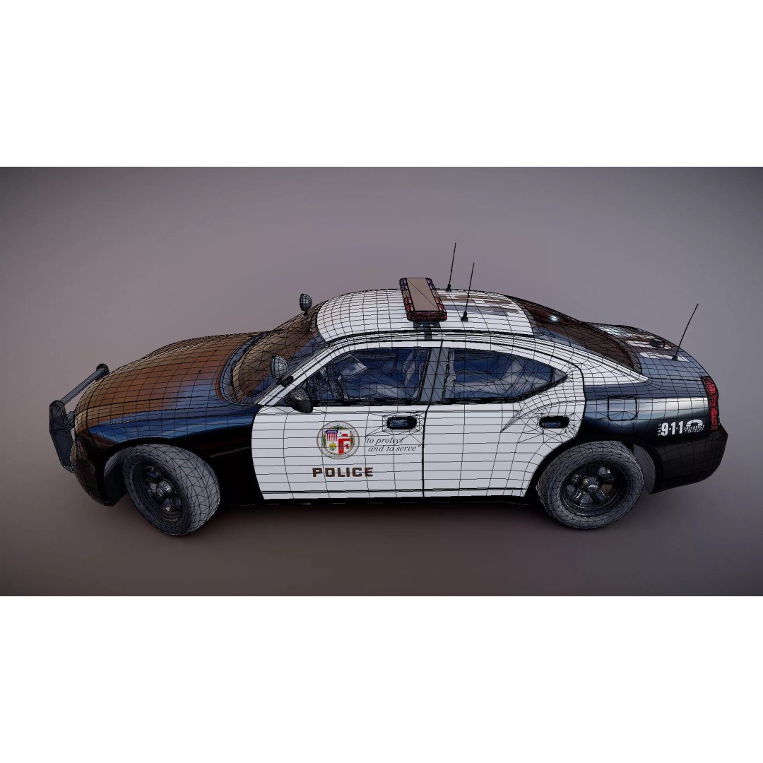 American Police Car 3D Model – Low Poly Game Ready Asset, FBX - View 38
