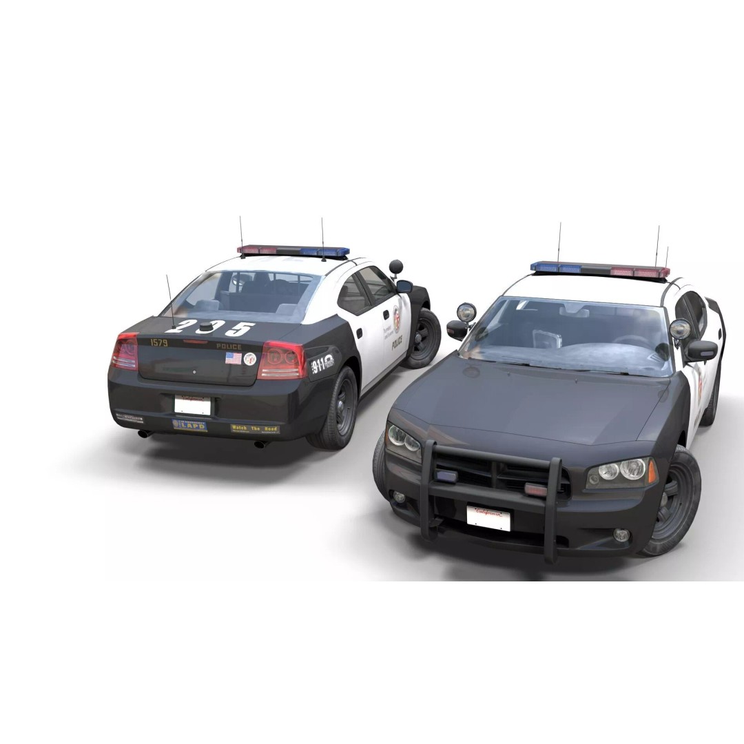 American Police Car 3D Model – Low Poly Game Ready Asset, FBX - View 4