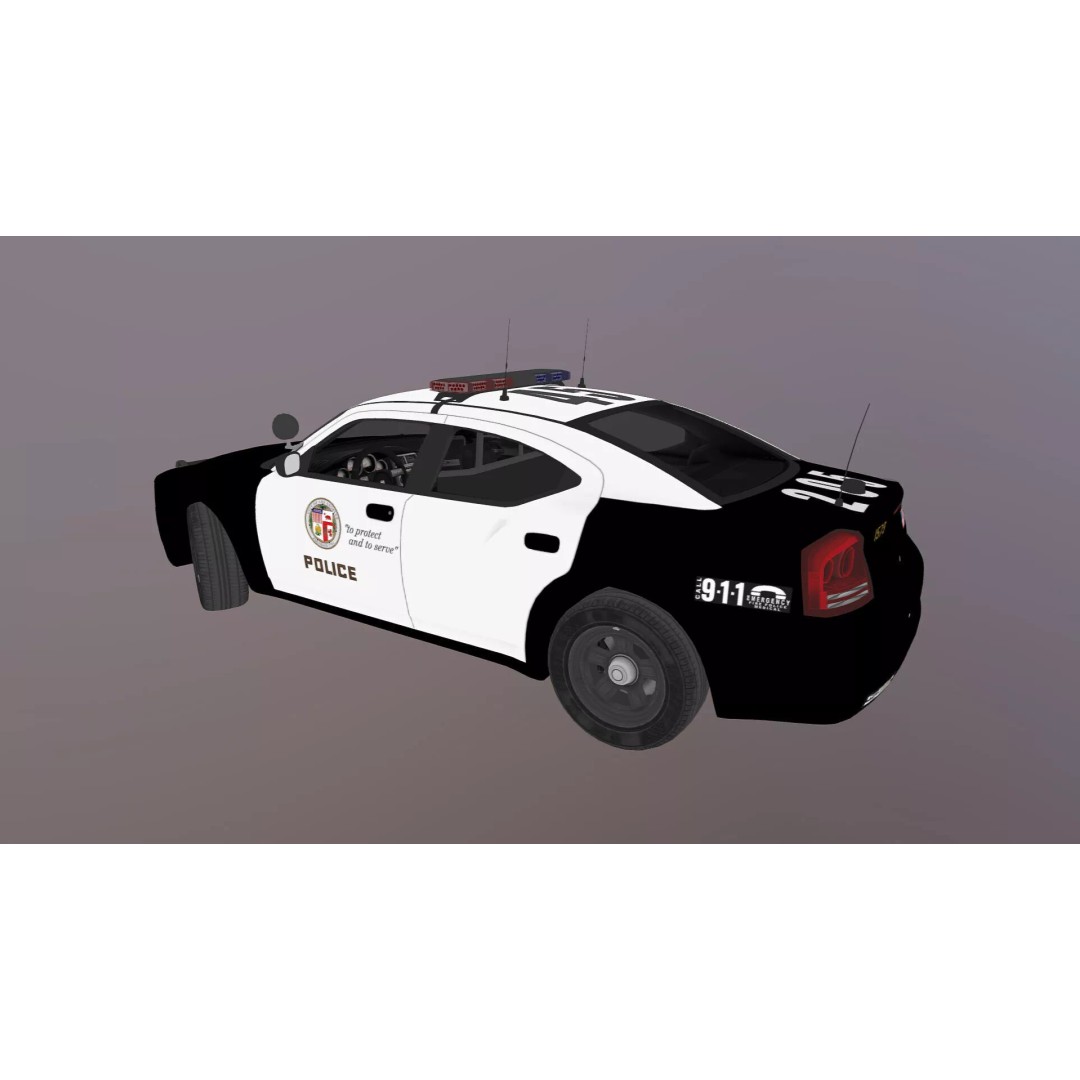 American Police Car 3D Model – Low Poly Game Ready Asset, FBX - View 43