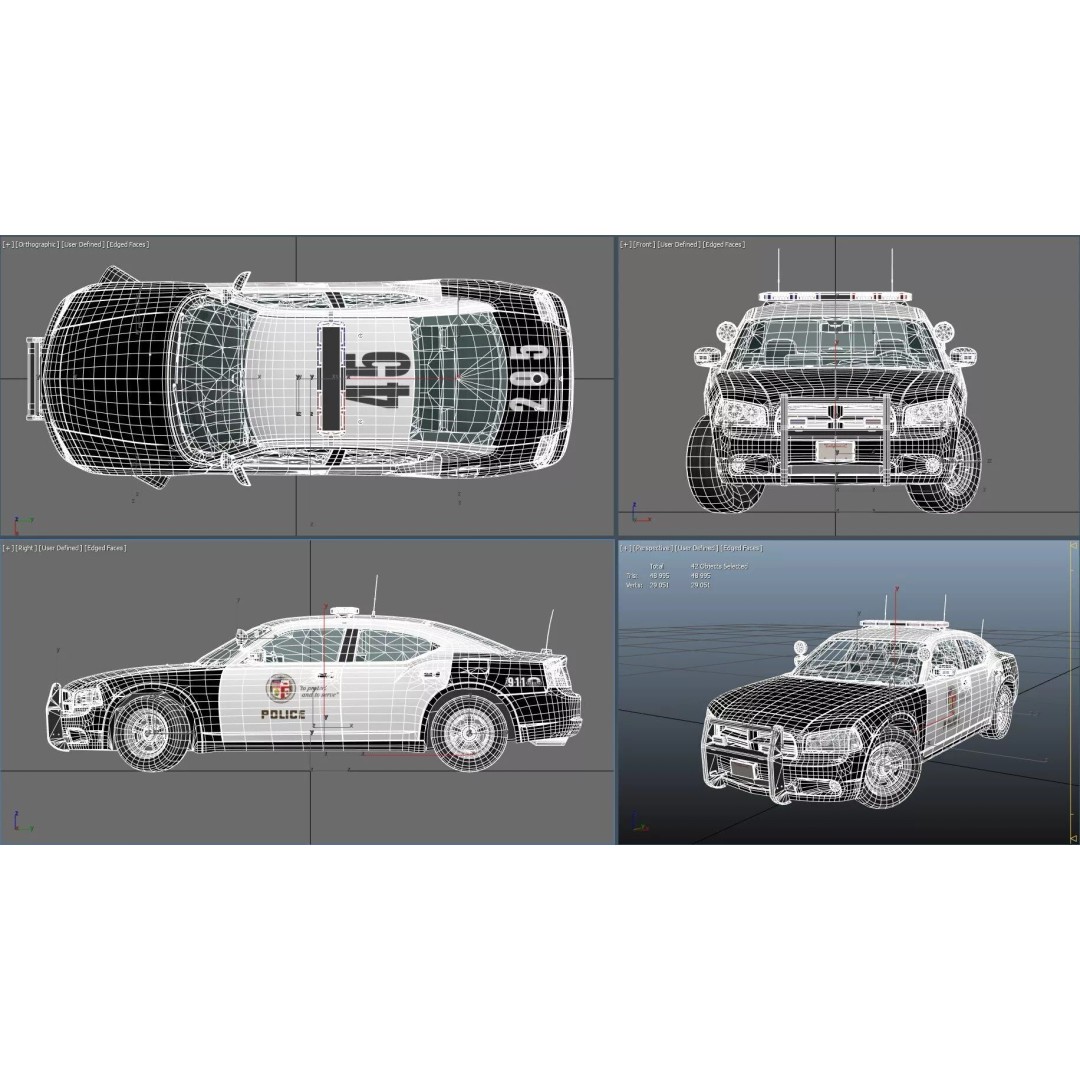 American Police Car 3D Model – Low Poly Game Ready Asset, FBX - View 47