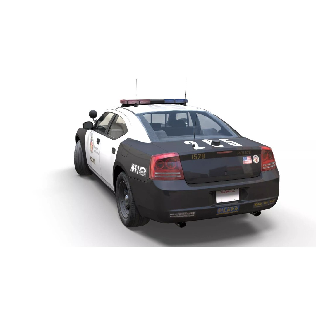 American Police Car 3D Model – Low Poly Game Ready Asset, FBX - View 5