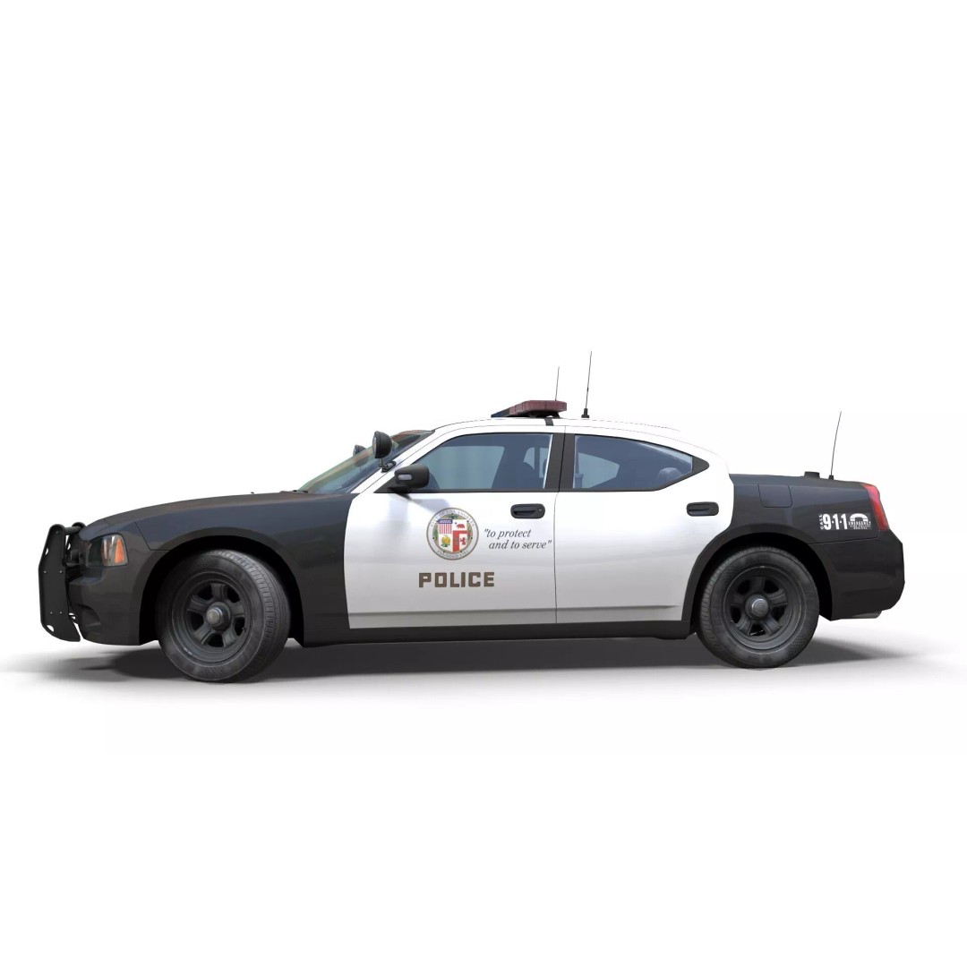 American Police Car 3D Model – Low Poly Game Ready Asset, FBX - View 6