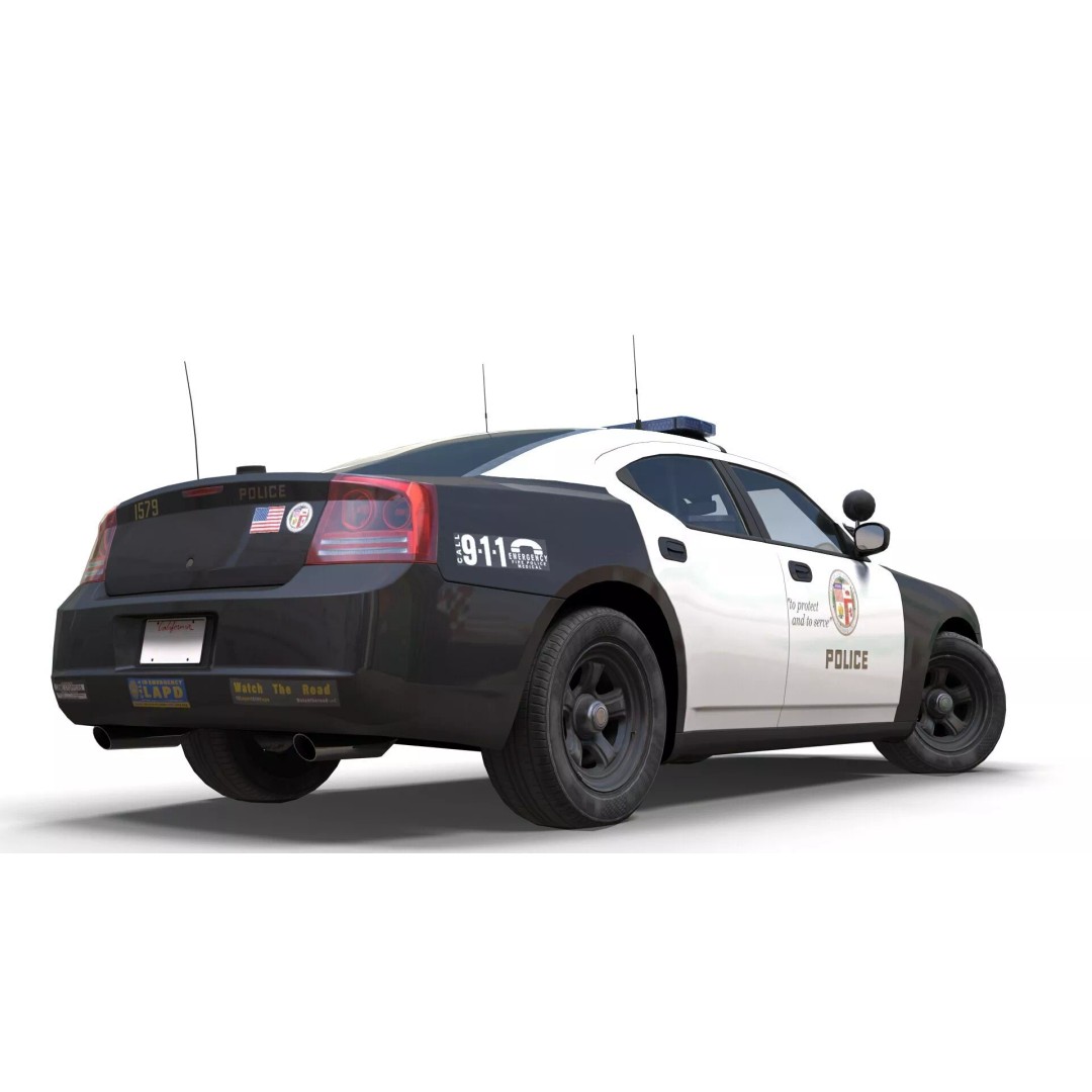American Police Car 3D Model – Low Poly Game Ready Asset, FBX - View 7