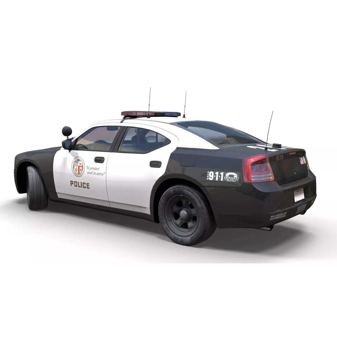 American Police Car 3D Model – Low Poly Game Ready Asset, FBX - View 8