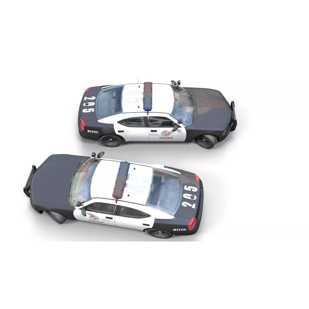 American Police Car 3D Model – Low Poly Game Ready Asset, FBX - View 9
