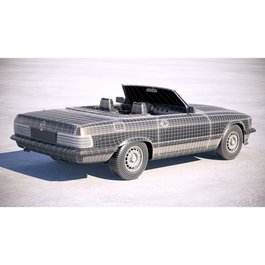 Mercedes SL R107 1981 3D Model – High Poly Luxury Car, FBX, OBJ