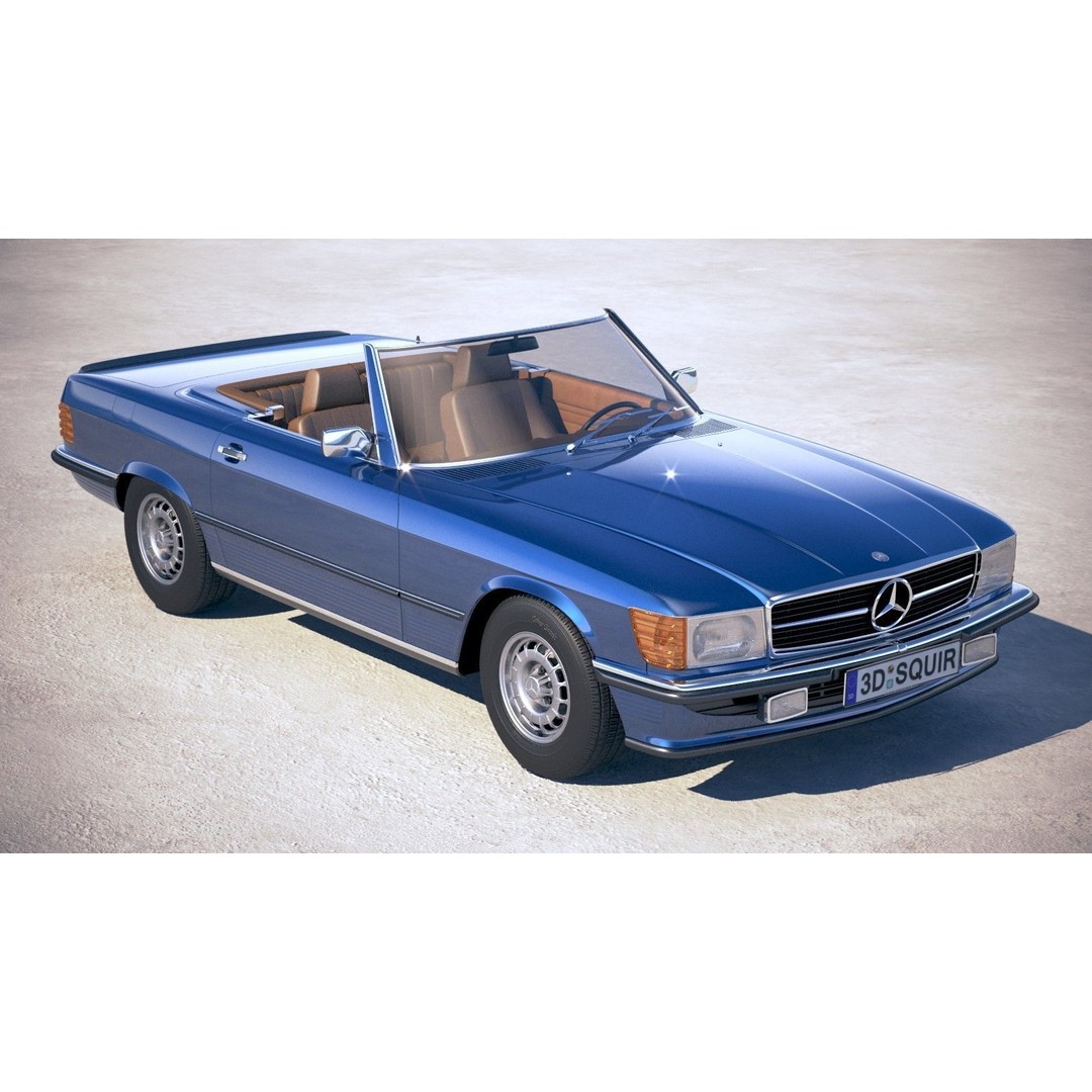 Mercedes SL R107 1981 3D Model – High Poly Luxury Car, FBX, OBJ - View 13