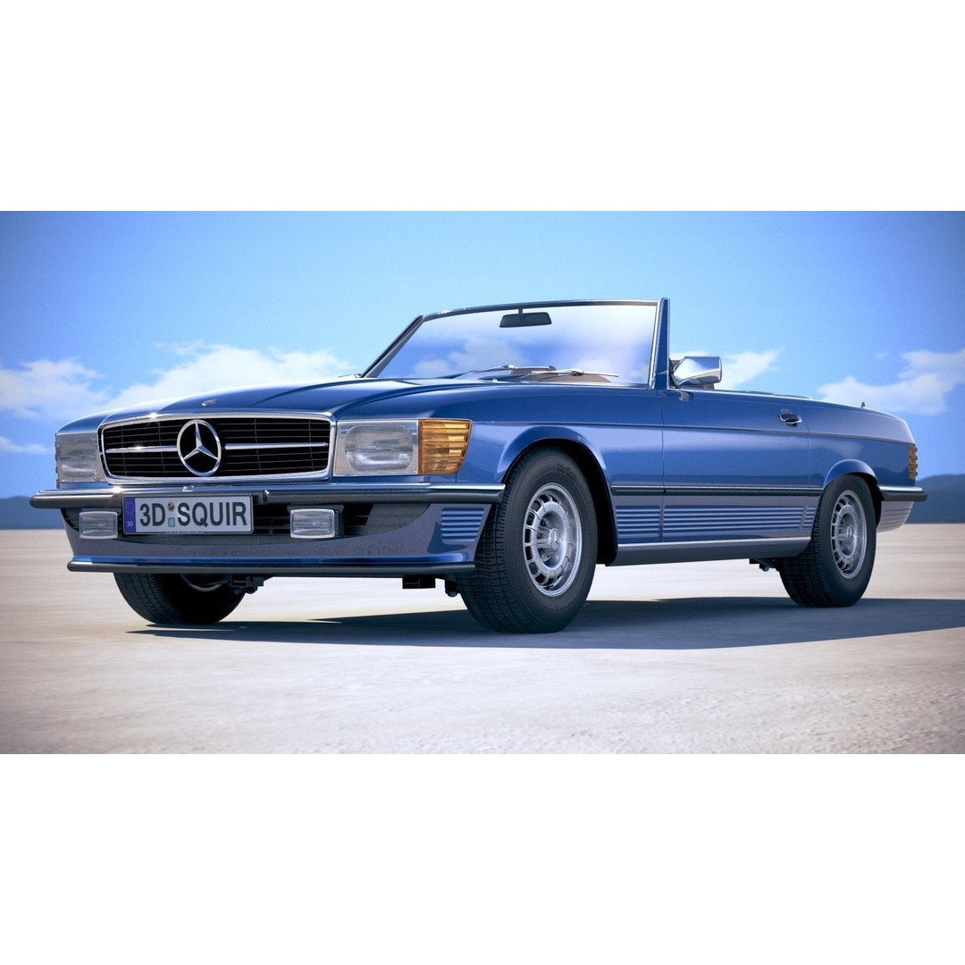 Mercedes SL R107 1981 3D Model – High Poly Luxury Car, FBX, OBJ - View 14