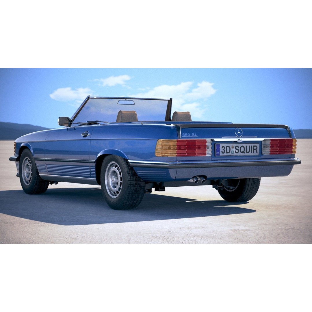 Mercedes SL R107 1981 3D Model – High Poly Luxury Car, FBX, OBJ - View 15