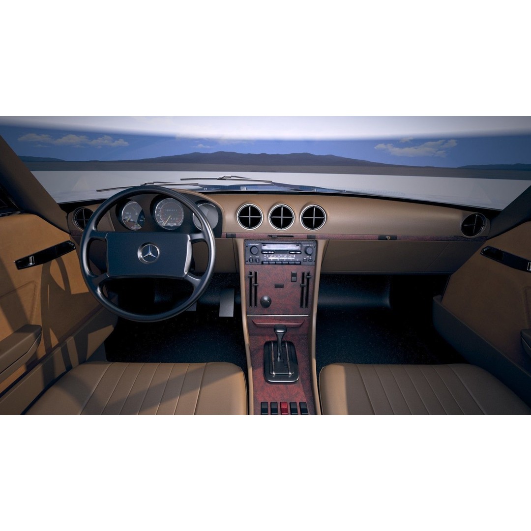 Mercedes SL R107 1981 3D Model – High Poly Luxury Car, FBX, OBJ - View 19