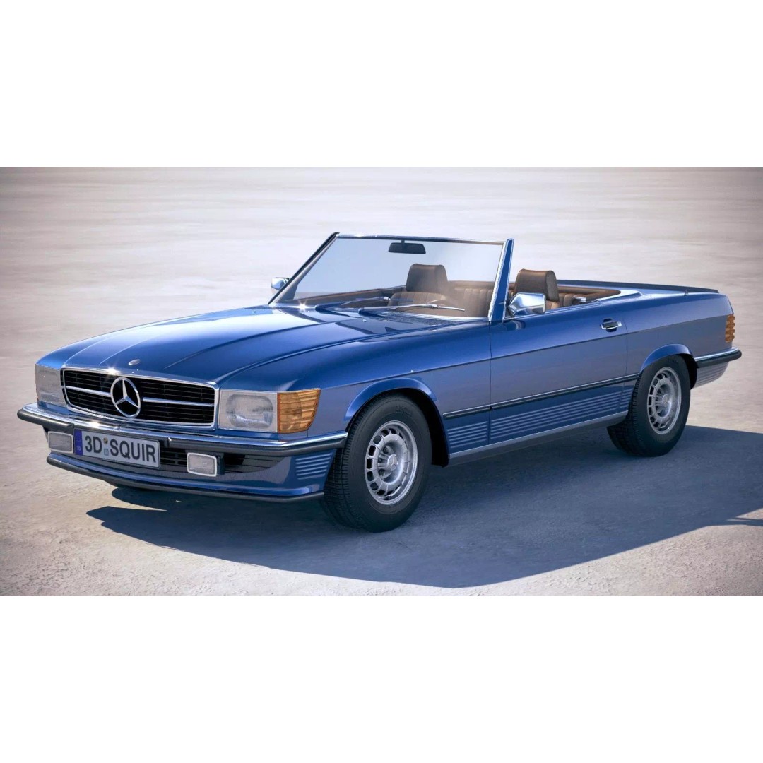 Mercedes SL R107 1981 3D Model – High Poly Luxury Car, FBX, OBJ - View 2
