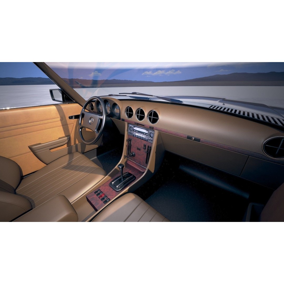 Mercedes SL R107 1981 3D Model – High Poly Luxury Car, FBX, OBJ - View 20