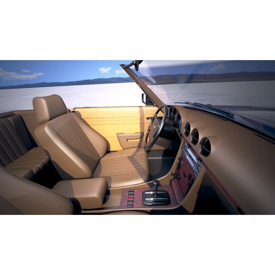 Mercedes SL R107 1981 3D Model – High Poly Luxury Car, FBX, OBJ - View 21