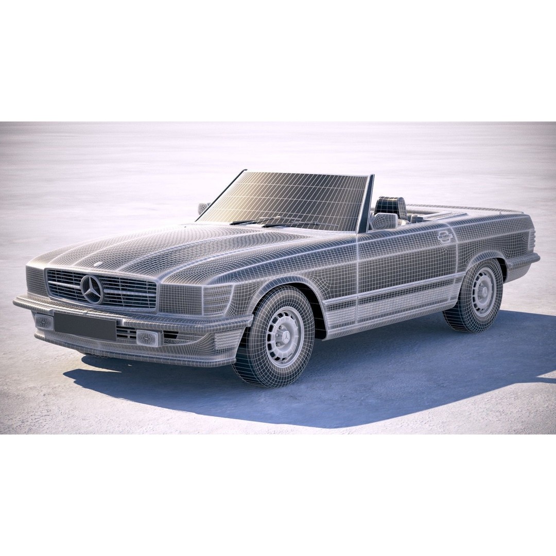 Mercedes SL R107 1981 3D Model – High Poly Luxury Car, FBX, OBJ - View 22