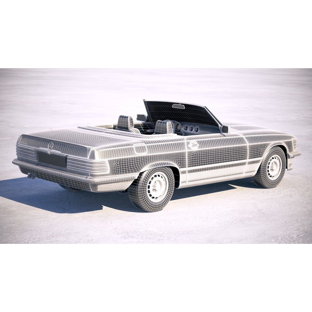 Mercedes SL R107 1981 3D Model – High Poly Luxury Car, FBX, OBJ - View 23