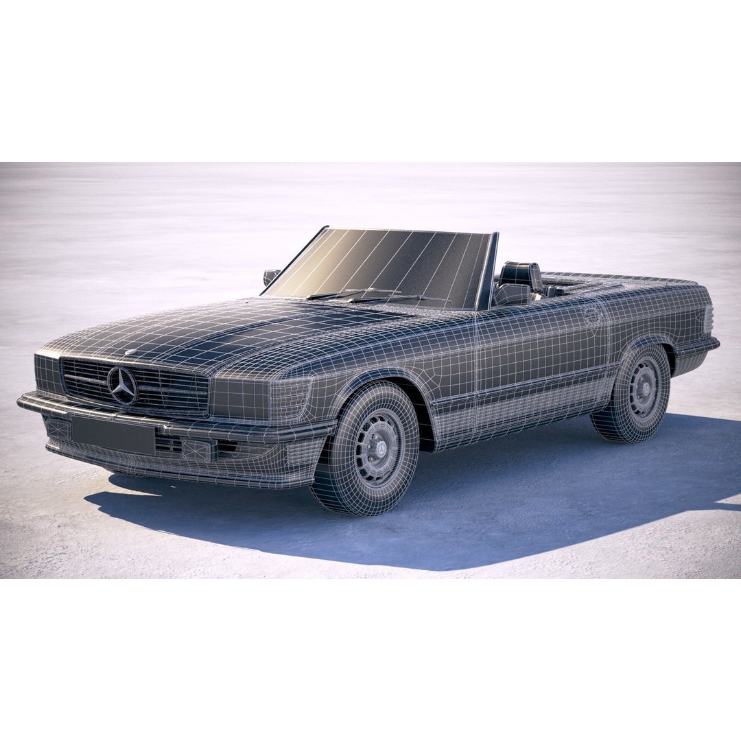 Mercedes SL R107 1981 3D Model – High Poly Luxury Car, FBX, OBJ - View 24