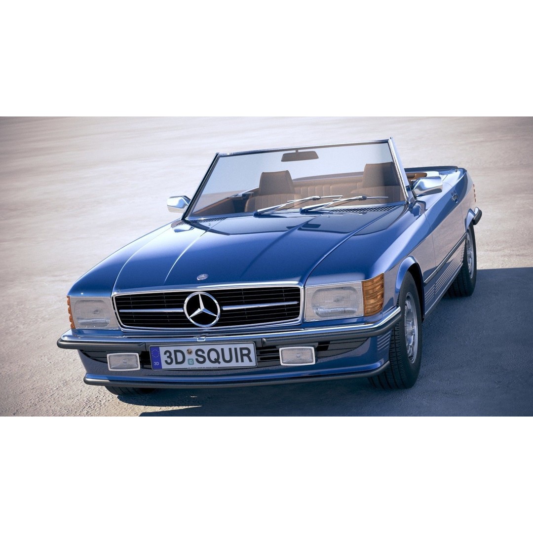 Mercedes SL R107 1981 3D Model – High Poly Luxury Car, FBX, OBJ - View 3