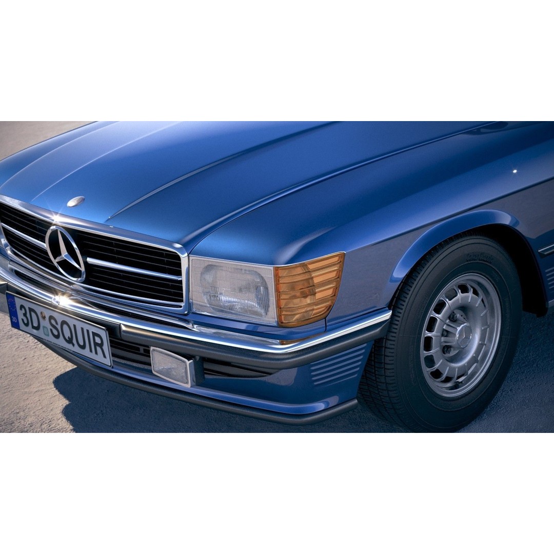 Mercedes SL R107 1981 3D Model – High Poly Luxury Car, FBX, OBJ - View 4
