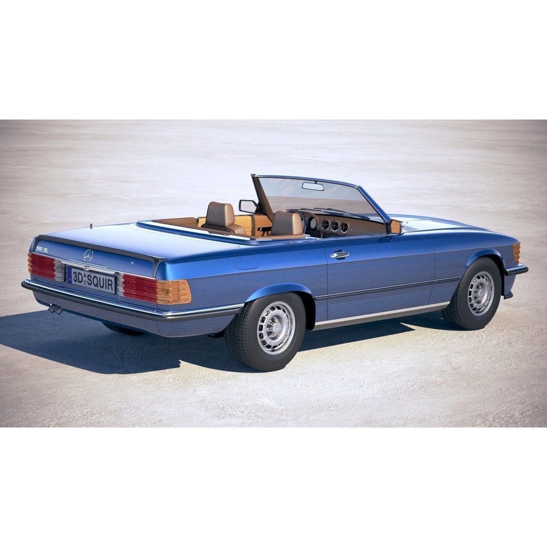 Mercedes SL R107 1981 3D Model – High Poly Luxury Car, FBX, OBJ - View 6