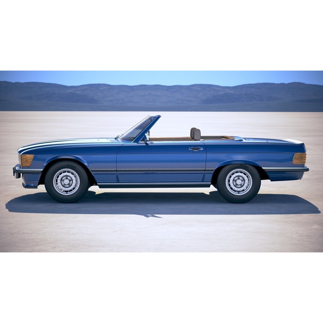 Mercedes SL R107 1981 3D Model – High Poly Luxury Car, FBX, OBJ - View 8