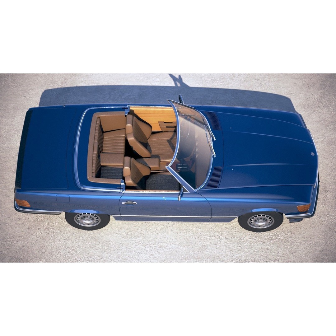 Mercedes SL R107 1981 3D Model – High Poly Luxury Car, FBX, OBJ - View 9