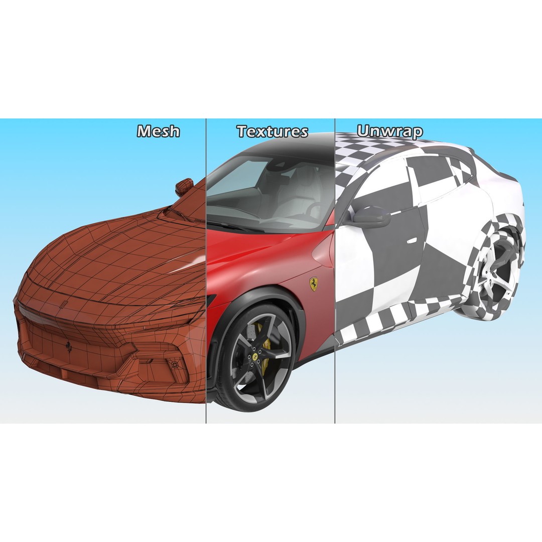 2023 Red Ferrari Purosangue SUV 3D Model – High Poly Game-Ready FBX - View 23