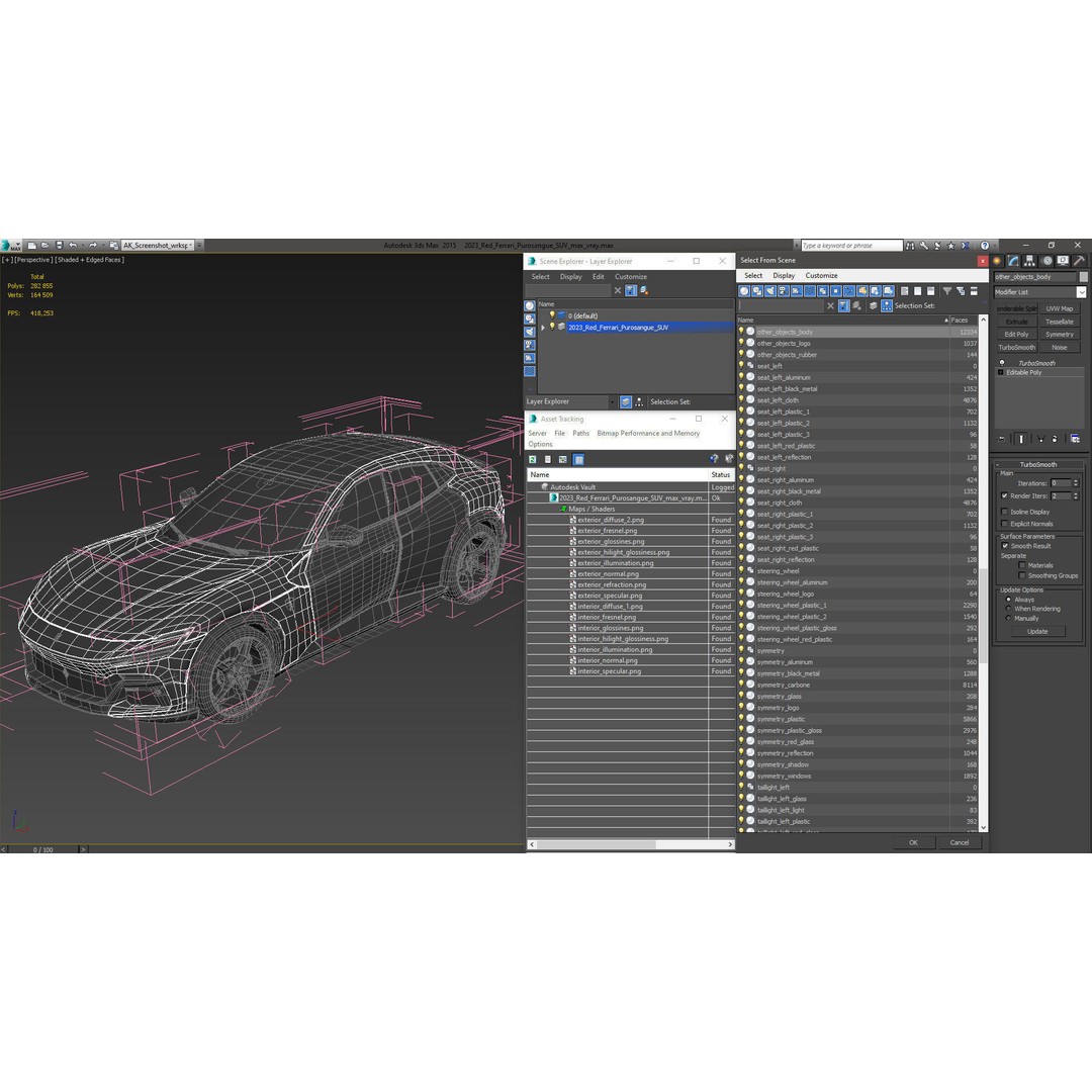 2023 Red Ferrari Purosangue SUV 3D Model – High Poly Game-Ready FBX - View 28