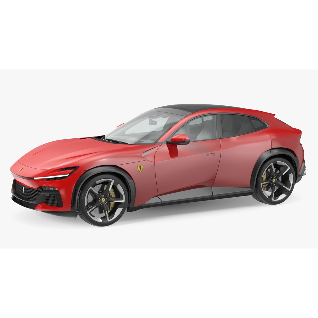 2023 Red Ferrari Purosangue SUV 3D Model – High Poly Game-Ready FBX - View 3