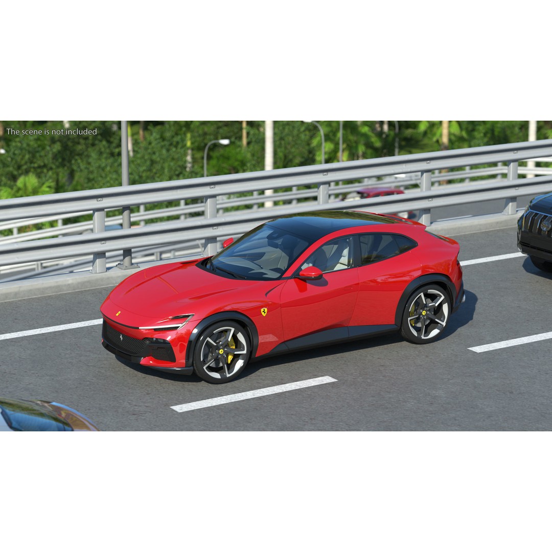 2023 Red Ferrari Purosangue SUV 3D Model – High Poly Game-Ready FBX - View 4