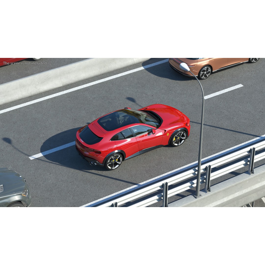 2023 Red Ferrari Purosangue SUV 3D Model – High Poly Game-Ready FBX - View 5