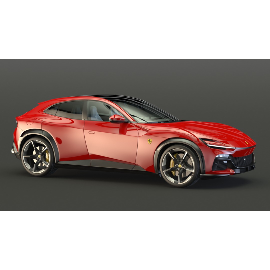 2023 Red Ferrari Purosangue SUV 3D Model – High Poly Game-Ready FBX - View 6