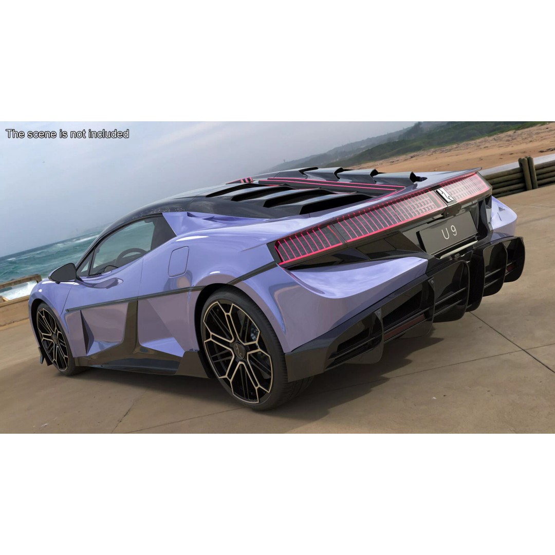 BYD Yangwang U9 Violet Color 3D Model – High Poly PBR Asset, FBX, OBJ - View 3