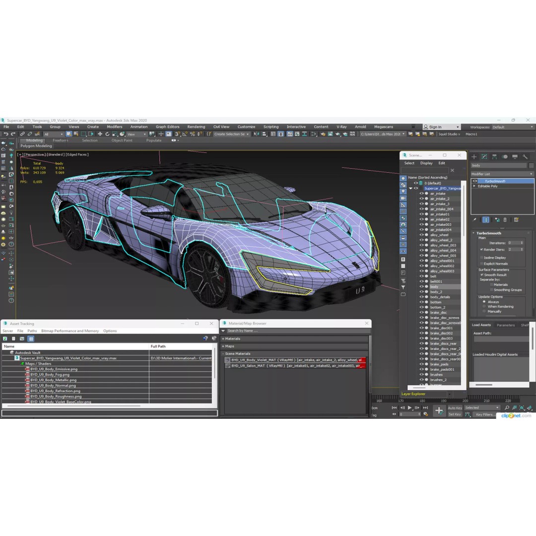 BYD Yangwang U9 Violet Color 3D Model – High Poly PBR Asset, FBX, OBJ - View 32