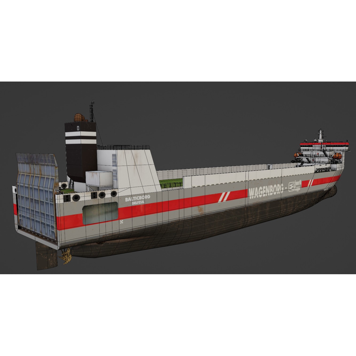 Ro-Ro Cargo Vessel - Low-Poly 3D Model