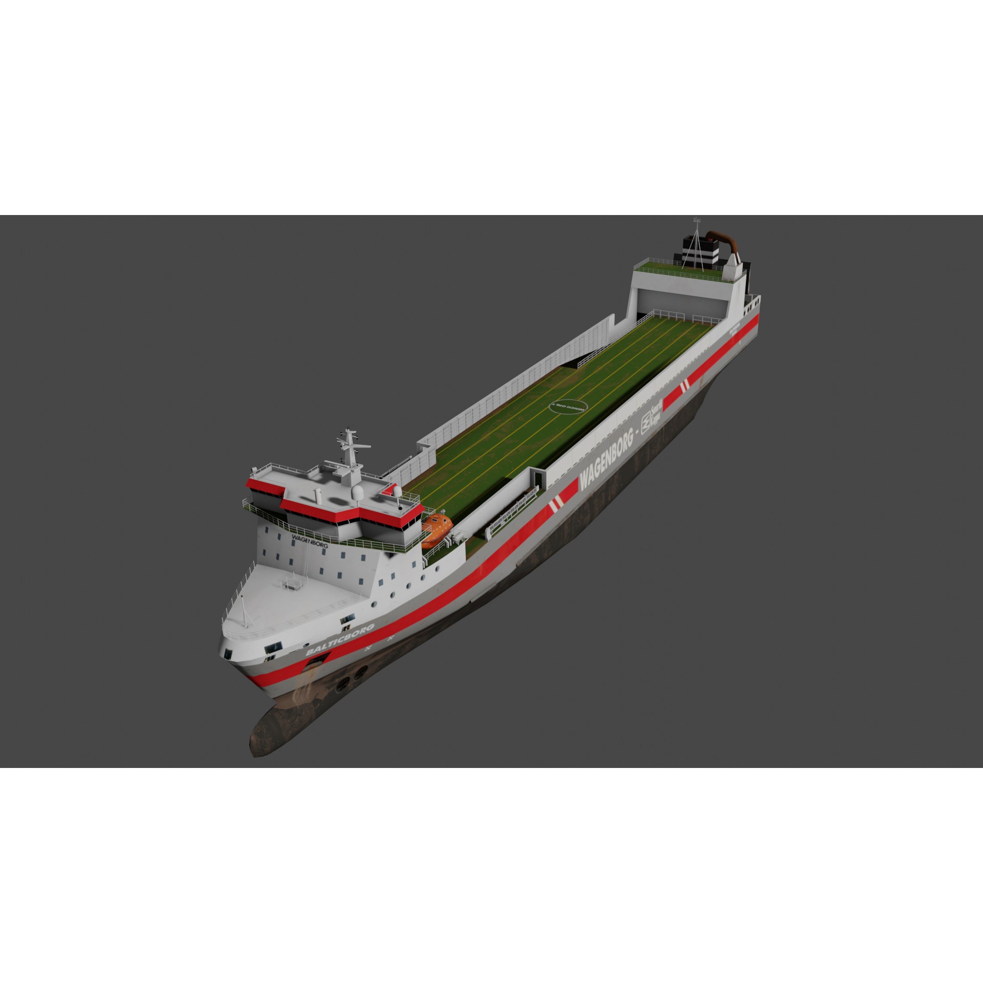 Ro-Ro Cargo Vessel - Low-Poly 3D Model - View 10