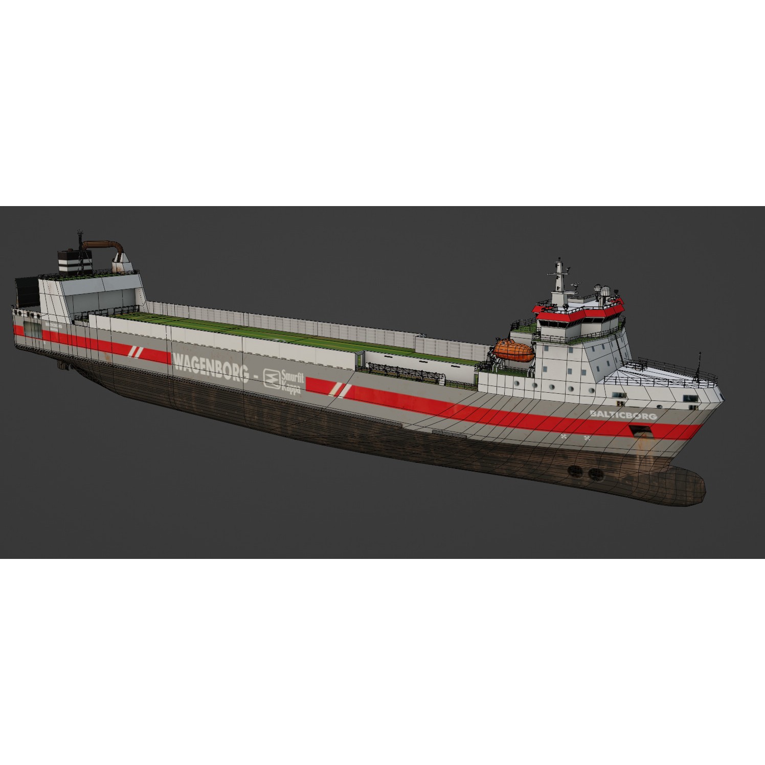 Ro-Ro Cargo Vessel - Low-Poly 3D Model - View 11