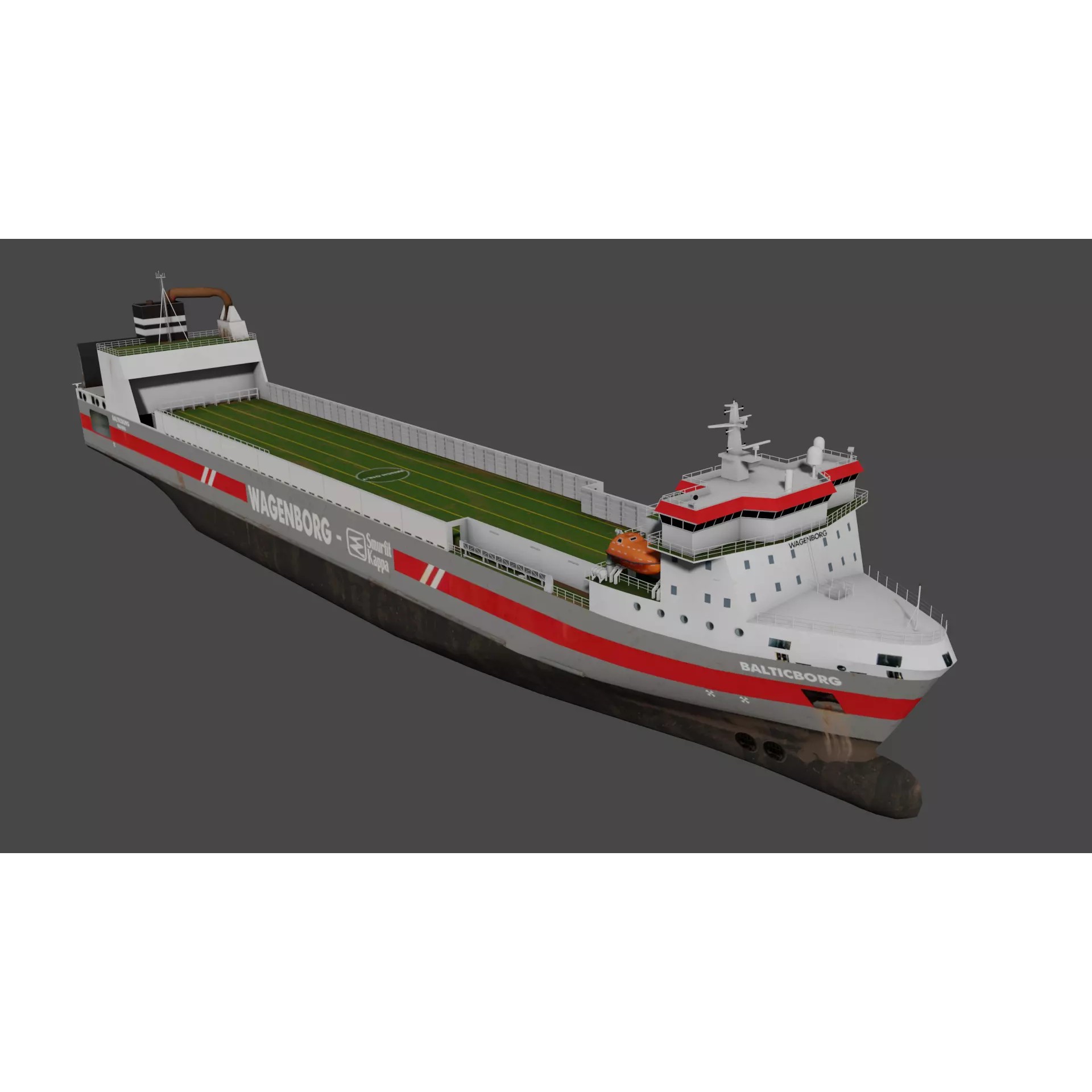 Ro-Ro Cargo Vessel - Low-Poly 3D Model - View 2