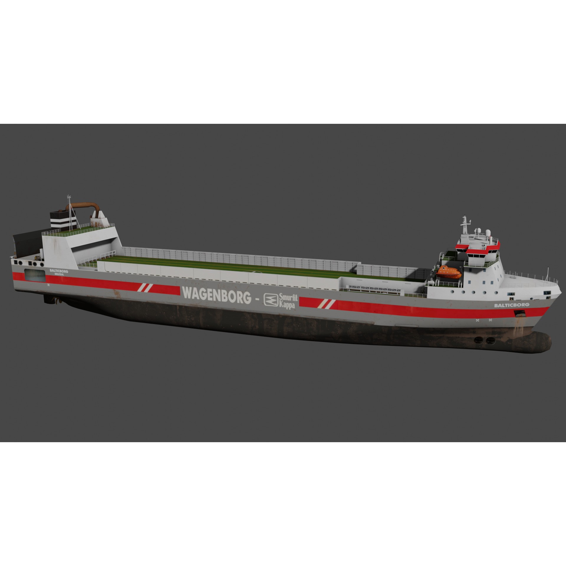 Ro-Ro Cargo Vessel - Low-Poly 3D Model - View 4