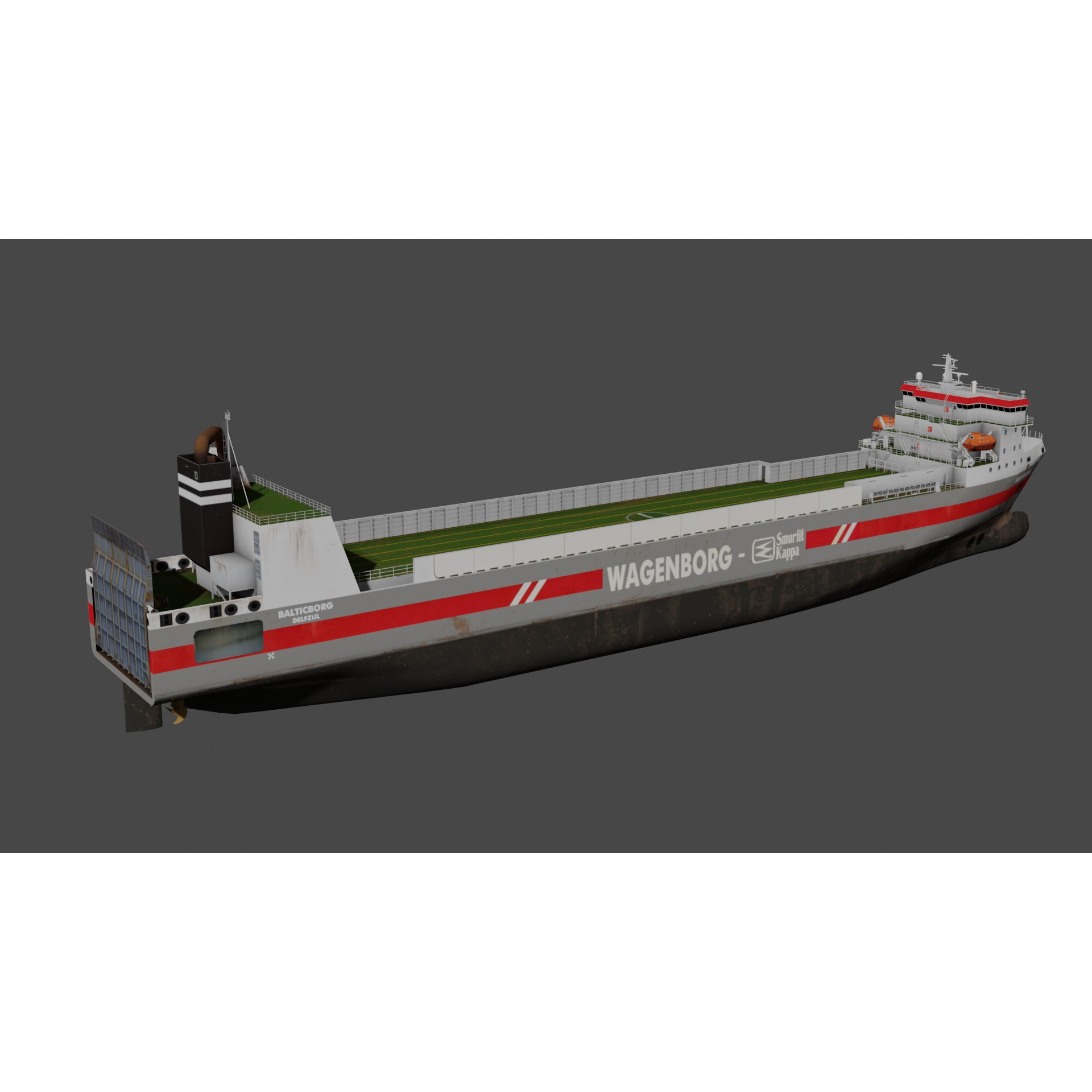Ro-Ro Cargo Vessel - Low-Poly 3D Model - View 5