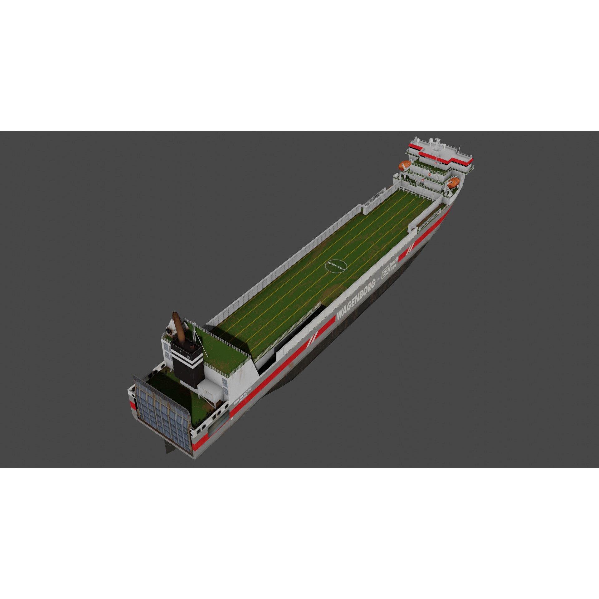 Ro-Ro Cargo Vessel - Low-Poly 3D Model - View 6