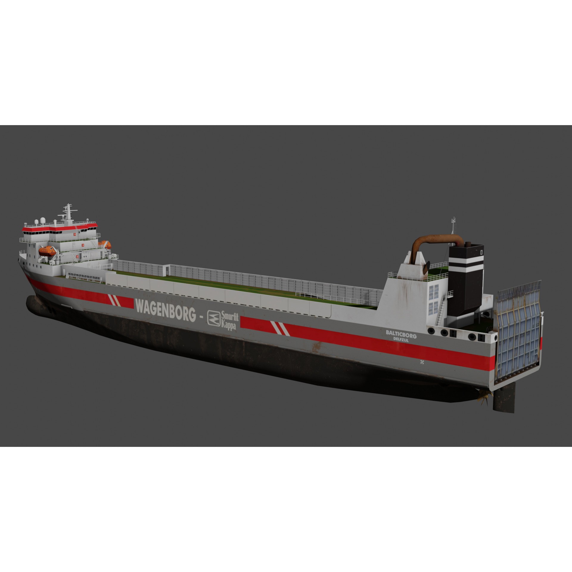 Ro-Ro Cargo Vessel - Low-Poly 3D Model - View 7