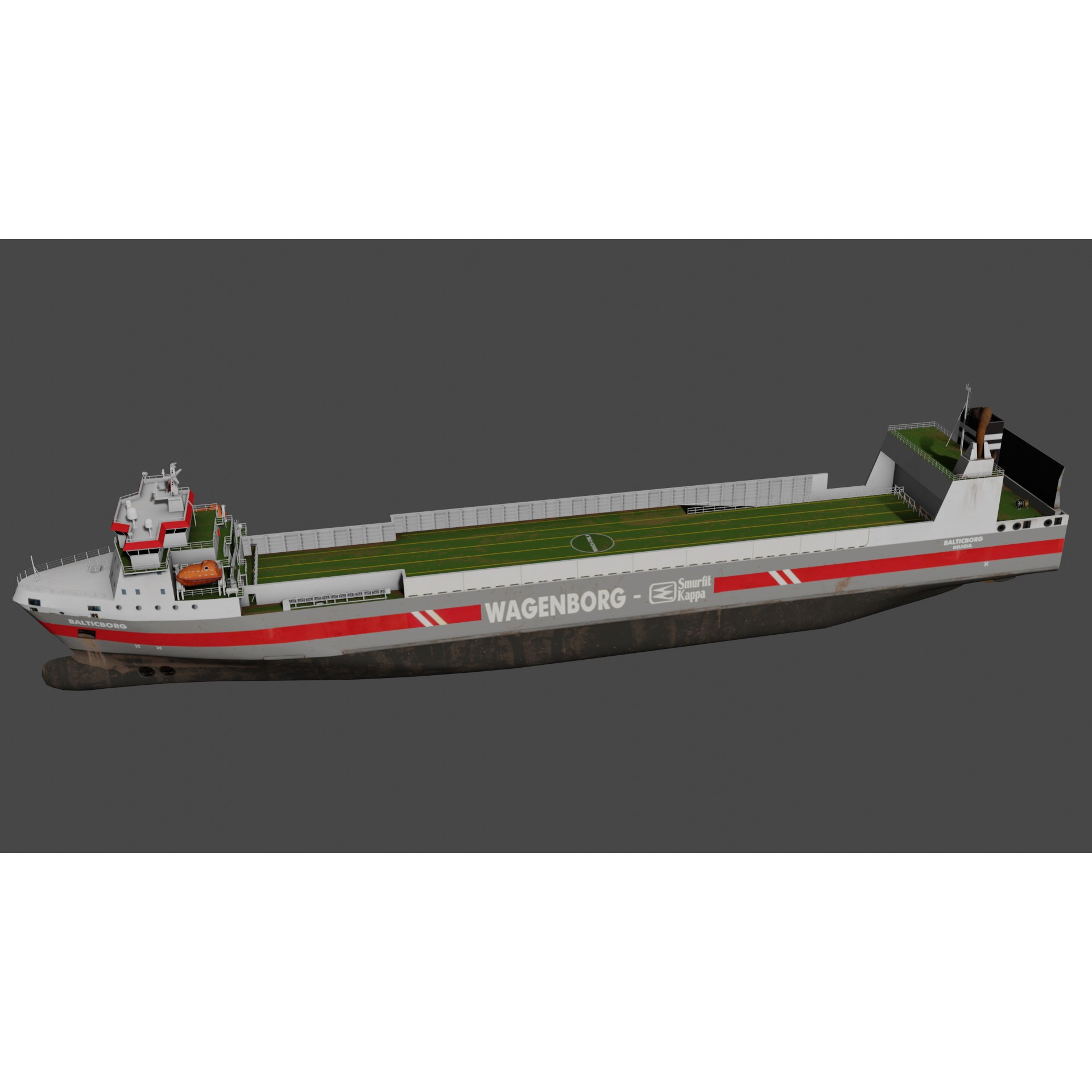 Ro-Ro Cargo Vessel - Low-Poly 3D Model - View 8