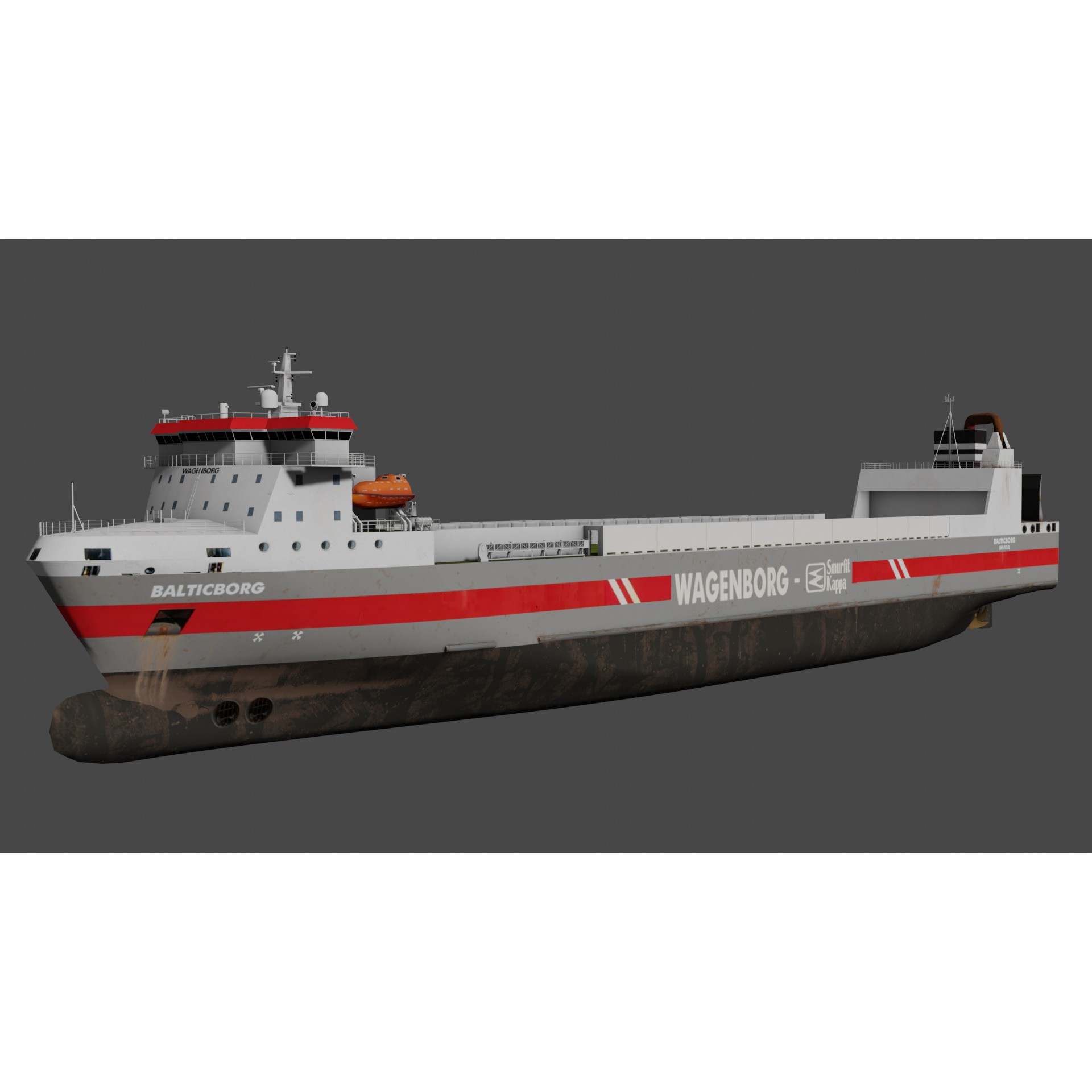 Ro-Ro Cargo Vessel - Low-Poly 3D Model - View 9