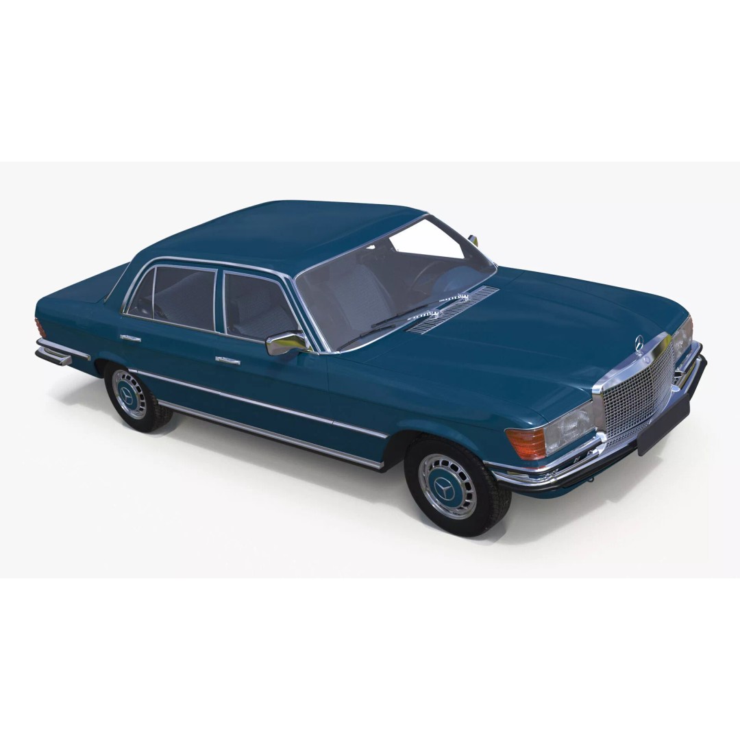 Mercedes Benz 350 SE Blue 3D Model – Vintage Luxury Sedan, FBX - View 13