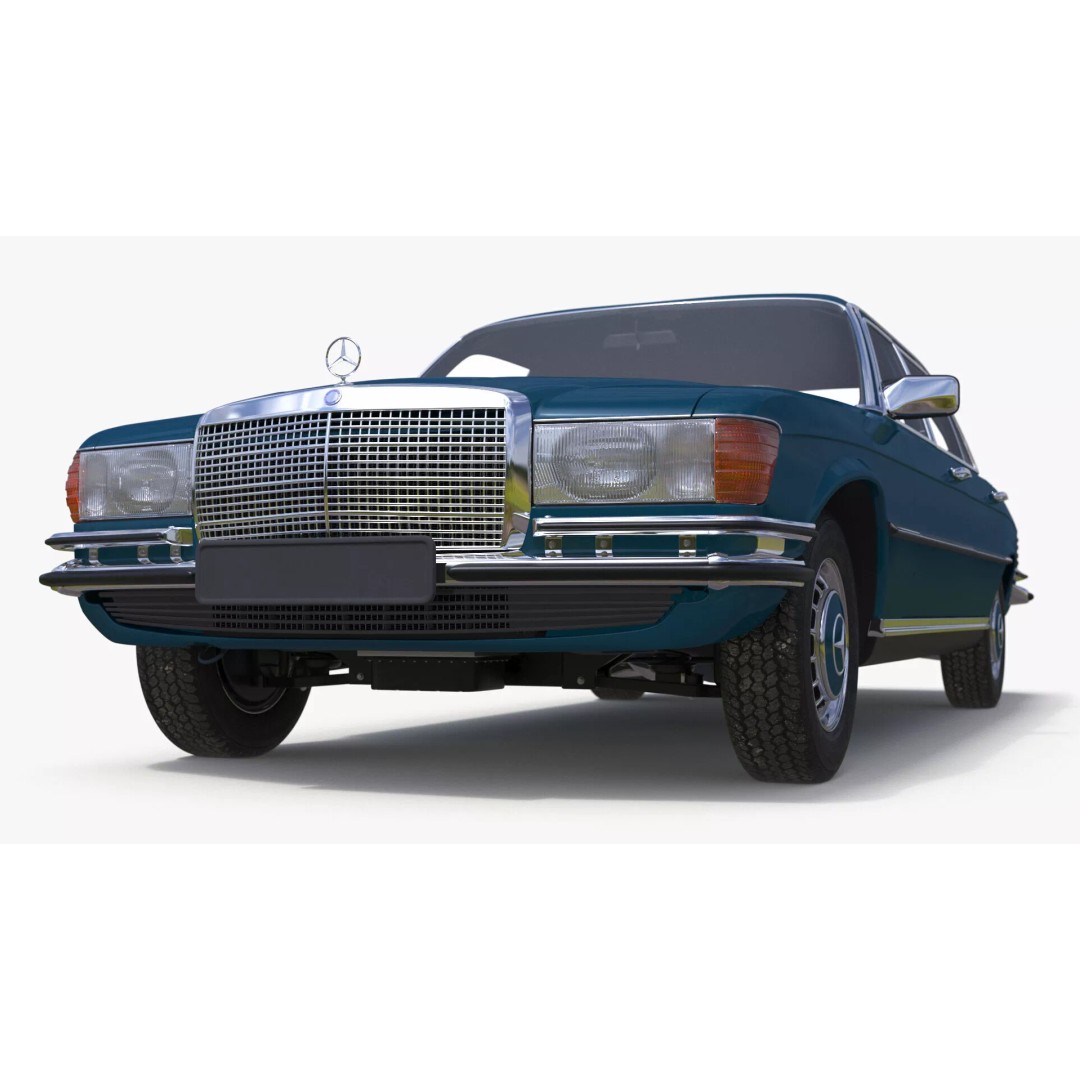 Mercedes Benz 350 SE Blue 3D Model – Vintage Luxury Sedan, FBX - View 17