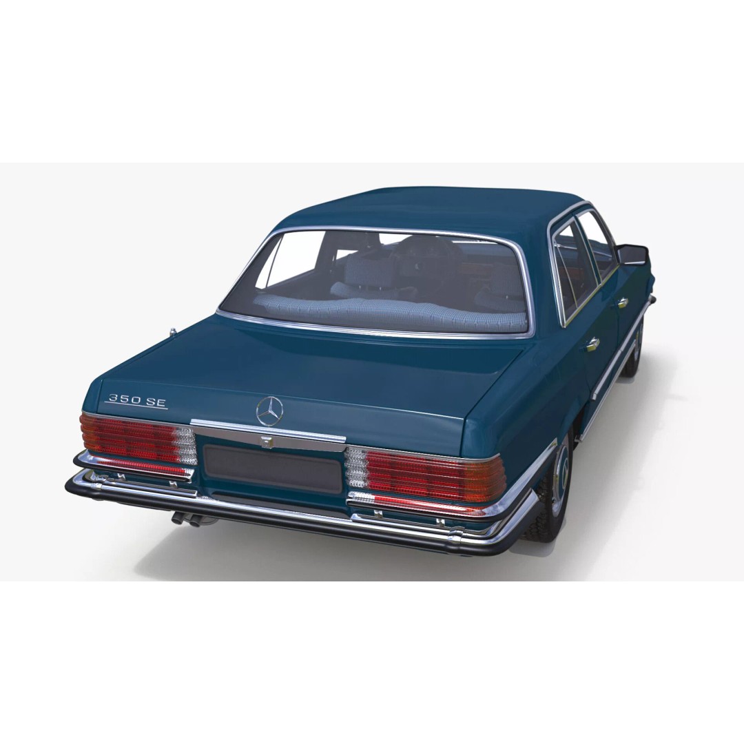 Mercedes Benz 350 SE Blue 3D Model – Vintage Luxury Sedan, FBX - View 18