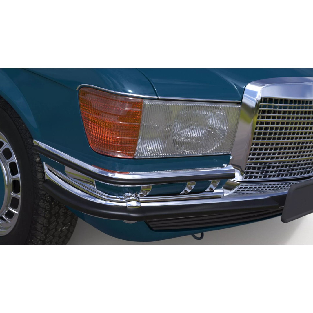 Mercedes Benz 350 SE Blue 3D Model – Vintage Luxury Sedan, FBX - View 20