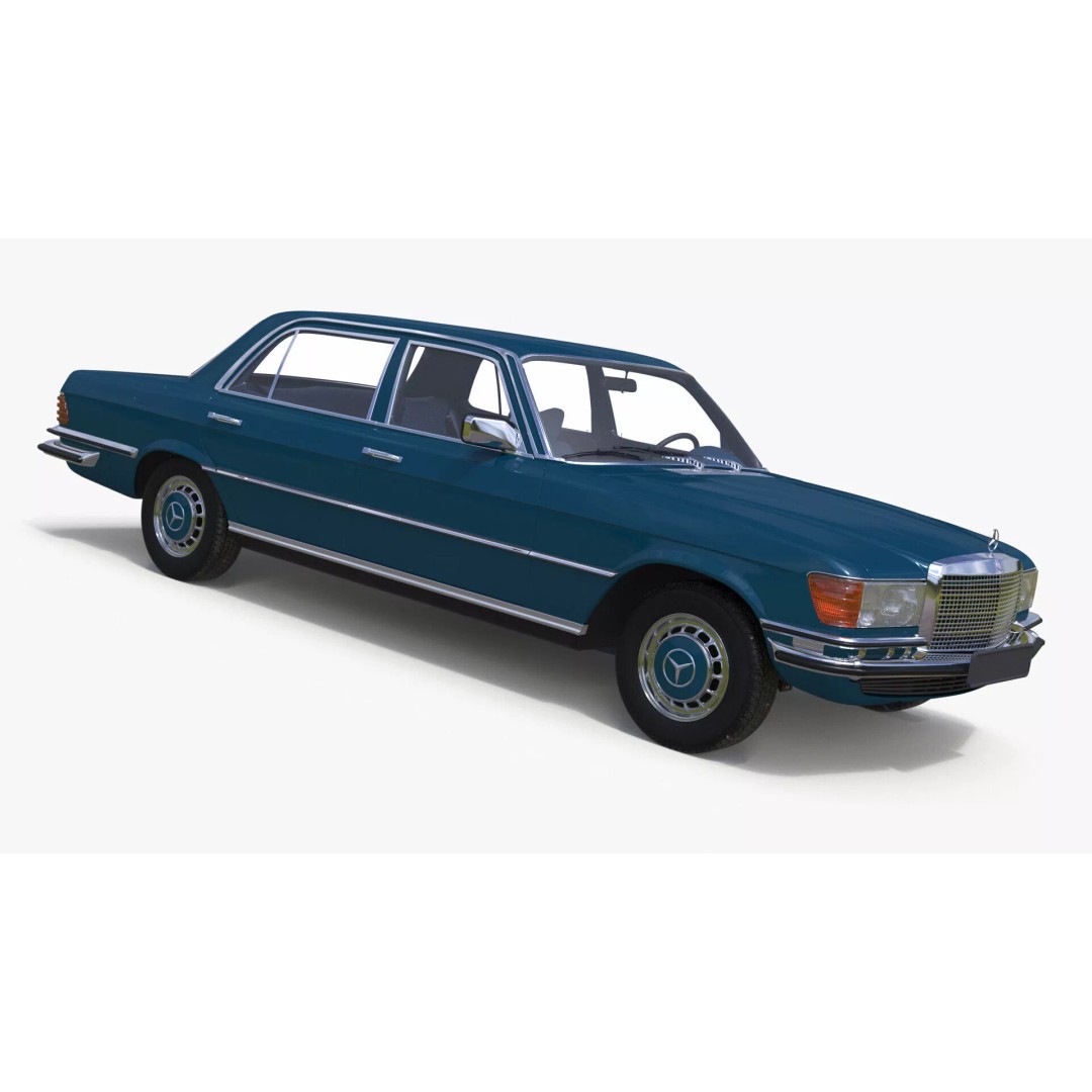 Mercedes Benz 350 SE Blue 3D Model – Vintage Luxury Sedan, FBX - View 26